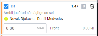Betano Novak Djokovic peste 3.5 seturi